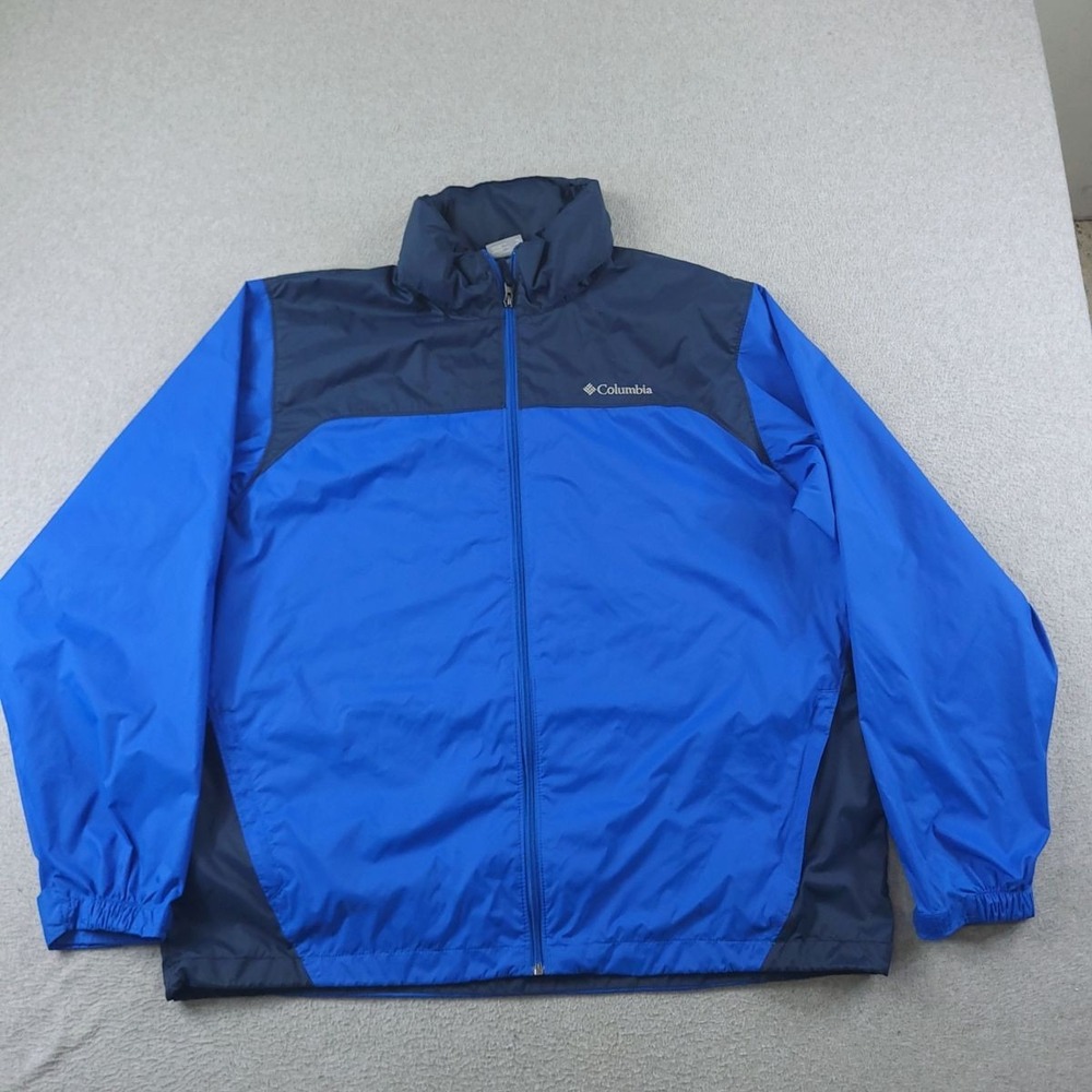 Columbia Glennaker Lake Rain Jacket Mens XL Blue Packable Lightweight Hooded